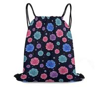 Drawstring Sport Bag, Personalised Swimming Backpack, Flower Flowers Purple Blue Pink Rose, Unisex String Sackpack For Yoga, Travel, Men, 36X42cm