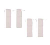 Drawstring Straw Storage Bags 4pcs Cotton Linen Beige for Kitchen