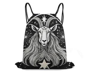 Drawstring Swimming Bag, Daily Sports Backpack, Spacious Sun Moon Star Goth Gothic Witch Goat, Lightweight Swim Bags For Holidays, Teenager, Activities, 36X42cm