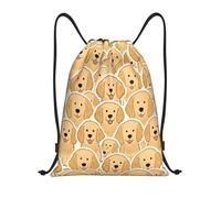 Drawstring Swimming Bag, Lightweight Sports Backpack, Cute Yellow Dog Faces, Personalised School Bags For Beach, Women, Teenager, 36X42cm