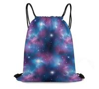 Drawstring Swimming Bag, Personalised Gym Backpack, Purple Blue Galaxy, Unisex String Sackpack For Sports, Activities, School, 36X42cm