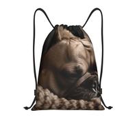 Drawstring Swimming Bag, Premium Sport Gym Sack, French Bulldog Sleeping, Personalised Swim String Backpack For Holidays, Hiking, Travel, 36X42cm