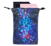Drawstring Tarot Soup - Velvet Butterfly Printing Card Bag, Double Sided Oracle Holder | Gift Bag for Tarot Terraces, Runes, Jewelry, Animal Cards, Mystic Storage for, Single Attribute, Se référer au