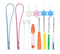Drawstring Threader,17 Pcs Drawstring Threader Tool Include Flower Needle Threaders Seam Ripper,Scissors,Loop Turner Sewing Tool,Rope Threader Clip Drawstring Replacement Metal Tweezers