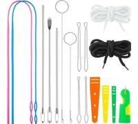 Drawstring Threader Tool Set,17 Pcs Drawstring Threader Replacement,Bodkin Sewing Tool for Easy Hoodie,Jacket and Pants Threading