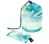 Drawstring Toiletry Bag, Abstract Green Art Barrel Shaped Wash Bag Cosmetic Bags, Travel Makeup Organiser Pouch + Small Bag