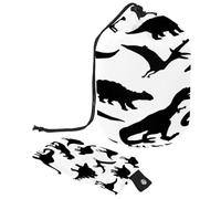 Drawstring Toiletry Bag, Black Dinosaur Barrel Shaped Wash Bag Cosmetic Bags, Travel Makeup Organiser Pouch + Small Bag
