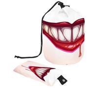 Drawstring Toiletry Bag, Bloody Vampire Mouth Barrel Shaped Wash Bag Cosmetic Bags, Travel Makeup Organiser Pouch + Small Bag