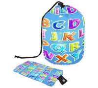 Drawstring Toiletry Bag, Blue English Capital Letters Alphabet Barrel Shaped Wash Bag Cosmetic Bags, Travel Makeup Organiser Pouch + Small Bag