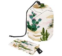 Drawstring Toiletry Bag, Cactuses Succulents in Deserts Barrel Shaped Wash Bag Cosmetic Bags, Travel Makeup Organiser Pouch + Small Bag
