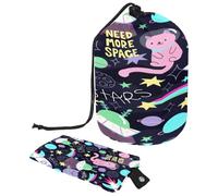 Drawstring Toiletry Bag, Cartoon Pilot Cat Pattern Barrel Shaped Wash Bag Cosmetic Bags, Travel Makeup Organiser Pouch + Small Bag