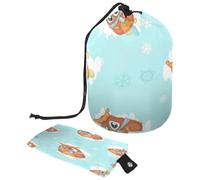 Drawstring Toiletry Bag, Cute Little Owl Pattern Barrel Shaped Wash Bag Cosmetic Bags, Travel Makeup Organiser Pouch + Small Bag