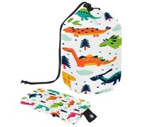 Drawstring Toiletry Bag, Dinosaur Barrel Shaped Wash Bag Cosmetic Bags, Travel Makeup Organiser Pouch + Small Bag