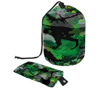 Drawstring Toiletry Bag, Dinosaur Camo Green(1) Barrel Shaped Wash Bag Cosmetic Bags, Travel Makeup Organiser Pouch + Small Bag