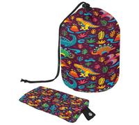 Drawstring Toiletry Bag, Dinosaur Cute Red Barrel Shaped Wash Bag Cosmetic Bags, Travel Makeup Organiser Pouch + Small Bag