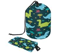 Drawstring Toiletry Bag, Dinosaur in The Forest Barrel Shaped Wash Bag Cosmetic Bags, Travel Makeup Organiser Pouch + Small Bag