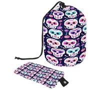 Drawstring Toiletry Bag, Enchanting Skull Barrel Shaped Wash Bag Cosmetic Bags, Travel Makeup Organiser Pouch + Small Bag