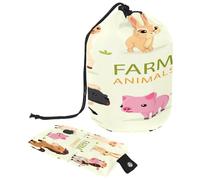 Drawstring Toiletry Bag, Farm Animals Collection Barrel Shaped Wash Bag Cosmetic Bags, Travel Makeup Organiser Pouch + Small Bag
