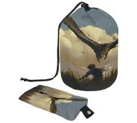 Drawstring Toiletry Bag, Fierce Eagle Attack The Warrior Barrel Shaped Wash Bag Cosmetic Bags, Travel Makeup Organiser Pouch + Small Bag