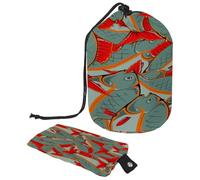 Drawstring Toiletry Bag, Fishes with Red Fins and Tails Barrel Shaped Wash Bag Cosmetic Bags, Travel Makeup Organiser Pouch + Small Bag