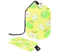 Drawstring Toiletry Bag, Green Apples Wallpaper Barrel Shaped Wash Bag Cosmetic Bags, Travel Makeup Organiser Pouch + Small Bag