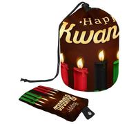 Drawstring Toiletry Bag, Happy Kwanzaa Candle Celebration Barrel Shaped Wash Bag Cosmetic Bags, Travel Makeup Organiser Pouch + Small Bag