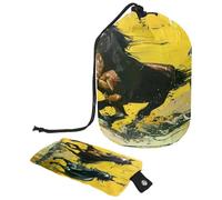 Drawstring Toiletry Bag, Horse Galloping Oil Painting Barrel Shaped Wash Bag Cosmetic Bags, Travel Makeup Organiser Pouch + Small Bag