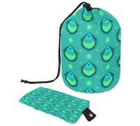 Drawstring Toiletry Bag, Lake Blue Abstract Peacock Pattern Barrel Shaped Wash Bag Cosmetic Bags, Travel Makeup Organiser Pouch + Small Bag