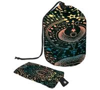 Drawstring Toiletry Bag, Magical Astrology Symbol Barrel Shaped Wash Bag Cosmetic Bags, Travel Makeup Organiser Pouch + Small Bag