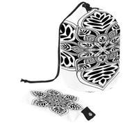Drawstring Toiletry Bag, Mandalas Flower Barrel Shaped Wash Bag Cosmetic Bags, Travel Makeup Organiser Pouch + Small Bag