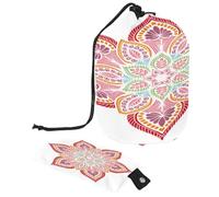 Drawstring Toiletry Bag, Mandalas Flower Shape Barrel Shaped Wash Bag Cosmetic Bags, Travel Makeup Organiser Pouch + Small Bag