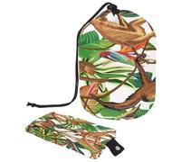 Drawstring Toiletry Bag, Monkey in The Jungle Barrel Shaped Wash Bag Cosmetic Bags, Travel Makeup Organiser Pouch + Small Bag