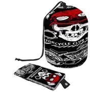 Drawstring Toiletry Bag, Motorcycle Skull Barrel Shaped Wash Bag Cosmetic Bags, Travel Makeup Organiser Pouch + Small Bag
