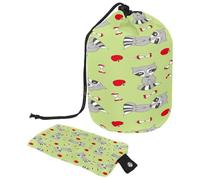 Drawstring Toiletry Bag, Racoons with Apples Barrel Shaped Wash Bag Cosmetic Bags, Travel Makeup Organiser Pouch + Small Bag