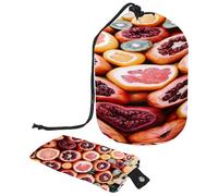 Drawstring Toiletry Bag, Red Pomegranate Barrel Shaped Wash Bag Cosmetic Bags, Travel Makeup Organiser Pouch + Small Bag