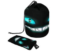 Drawstring Toiletry Bag, Scary Cheshire Cat Vampire Face Barrel Shaped Wash Bag Cosmetic Bags, Travel Makeup Organiser Pouch + Small Bag