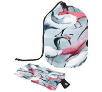 Drawstring Toiletry Bag, Storks Animal Barrel Shaped Wash Bag Cosmetic Bags, Travel Makeup Organiser Pouch + Small Bag