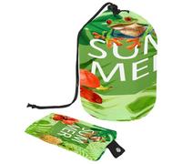 Drawstring Toiletry Bag, Summer Frog Tropical Green Barrel Shaped Wash Bag Cosmetic Bags, Travel Makeup Organiser Pouch + Small Bag
