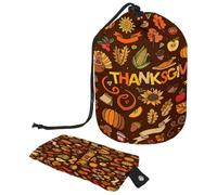 Drawstring Toiletry Bag, Thanksgiving Foods Barrel Shaped Wash Bag Cosmetic Bags, Travel Makeup Organiser Pouch + Small Bag
