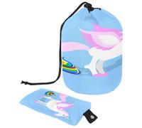 Drawstring Toiletry Bag, Unicorn with Poo Pop Funny Barrel Shaped Wash Bag Cosmetic Bags, Travel Makeup Organiser Pouch + Small Bag