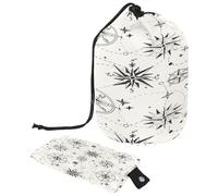 Drawstring Toiletry Bag, Vintage Compass Stars Pattern Barrel Shaped Wash Bag Cosmetic Bags, Travel Makeup Organiser Pouch + Small Bag