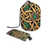 Drawstring Travel Cosmetic Bags Barrel Makeup Bag, Celtic National Art Ornament Large Toiletry Organizer Waterproof for Women