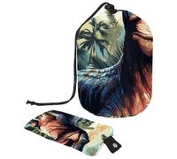 Drawstring Travel Cosmetic Bags Barrel Makeup Bag, Cool Dinosaur in Jungle Pattern Large Toiletry Organizer Waterproof for Women