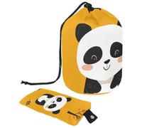 Drawstring Travel Cosmetic Bags Barrel Makeup Bag, Cute Cartoon Panda Yellow 16 Large Toiletry Organizer Waterproof for Women