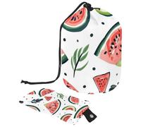 Drawstring Travel Cosmetic Bags Barrel Makeup Bag, Fun Slices of Watermelon Large Toiletry Organizer Waterproof for Women