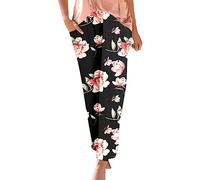 Drawstring Trousers Women Elasticated Waist Ladies Yoga Elephant Trouser Hippy Holiday Beach Flower Pattern Smart Harem Pants Boho Lounge Travel Clothing Gypsy Festival Outfits Soft Pjs Bottoms