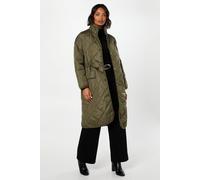 Drawstring Waist Quilted Padded Puffer Coat Dorothy Perkins Khaki 10