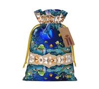 Drawstrings Christmas 3d Underwater World Dolphin Print Bag,Bags For Gifts Wrapping,Apply To Wedding,Easter,Holiday Party