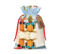 Drawstrings Christmas Beach Two Pineapples Sea Print Bag,Bags For Gifts Wrapping,Apply To Wedding,Easter,Holiday Party