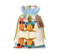 Drawstrings Christmas Beach Two Pineapples Sea Print Bag,Bags For Gifts Wrapping,Apply To Wedding,Easter,Holiday Party